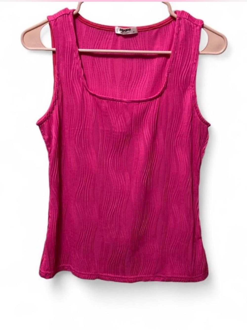 zeagoo Hot Pink Textured Scoop Neck Tank Top
